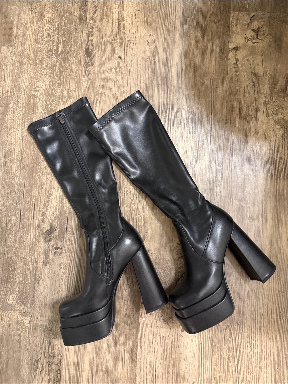 Black Over-the-Knee Platform Heel Boots - Chic Women's Knee Highs